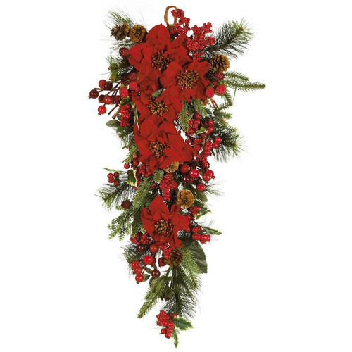 30 Poinsettia Teardrop 4656 By Nearly Natural