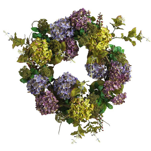 24 Mixed Hydrangea Wreath 4666 By Nearly Natural
