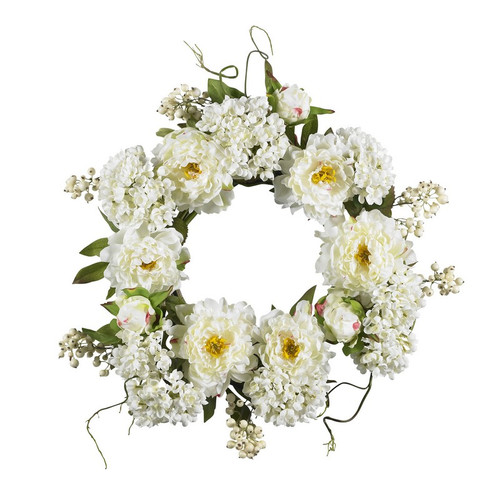 20 Peony Hydrangea Wreath 4690 By Nearly Natural