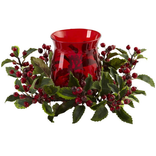 Holly Berry Candelabrum 4818 By Nearly Natural