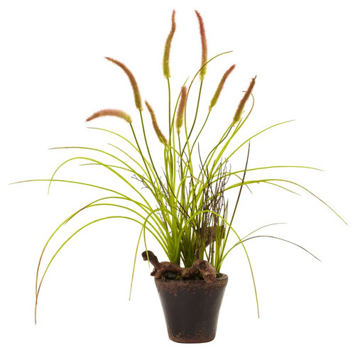 Swampy Cattail Garden W Planter 4852 By Nearly Natural