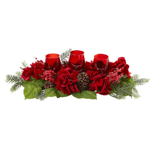 24 Hydrangea Berry C Hx3 W Glass No Candle 4876 By Nearly Natural