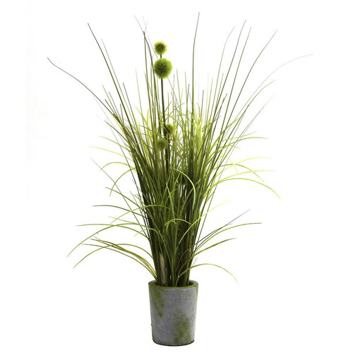 26 Grass Dandelion W Cement Planter 4975 By Nearly Natural
