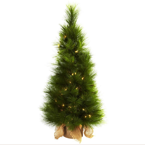 3 Christmas Tree W Burlap Bag 50 Clear Lights 71 Tips 5372 By Nearly Natural