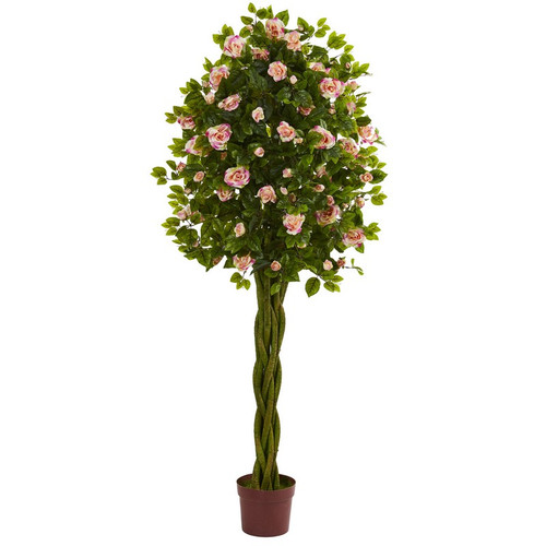 6 Rose Tree With Woven Trunk 5504 By Nearly Natural