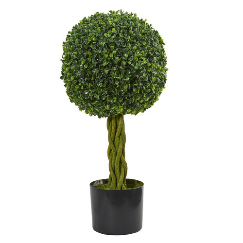 2 Boxwood Ball Woven Trunk Uv Resistant Indoor Outdoor 5522 By Nearly Natural