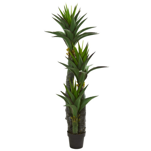 5 Decorative Yucca Artificial Tree In Black Planter 5608 By Nearly Natural