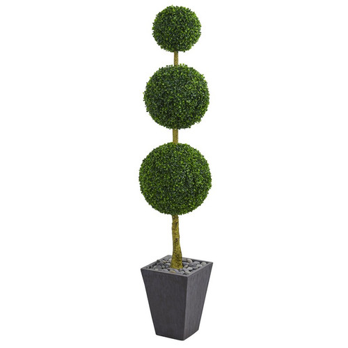 Boxwood Topiary Tree In Planter Uv Resist Indoor Outdoor 5613 By Nearly Natural