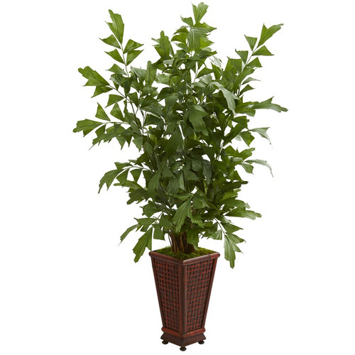 5 Fishtail Artificial Palm Tree In Decorative Planter 5631 By Nearly Natural