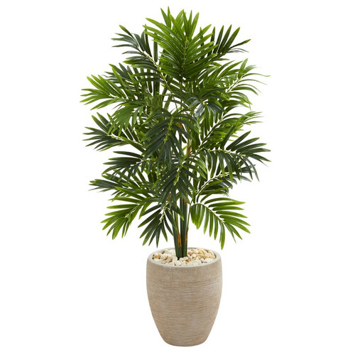 4 Areca Artificial Palm Tree In Sand Colored Planter 5636 By Nearly Natural