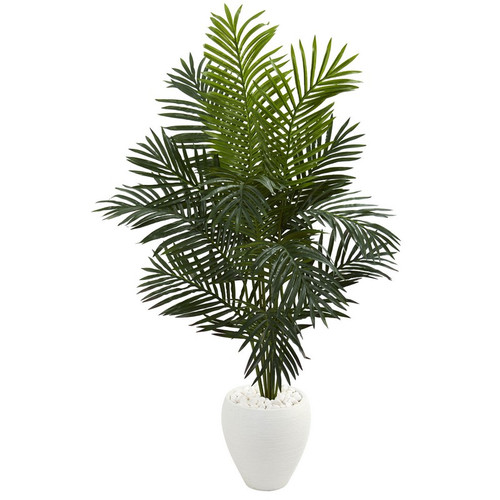 5 5 Paradise Artificial Palm Tree In White Planter 5639 By Nearly Natural