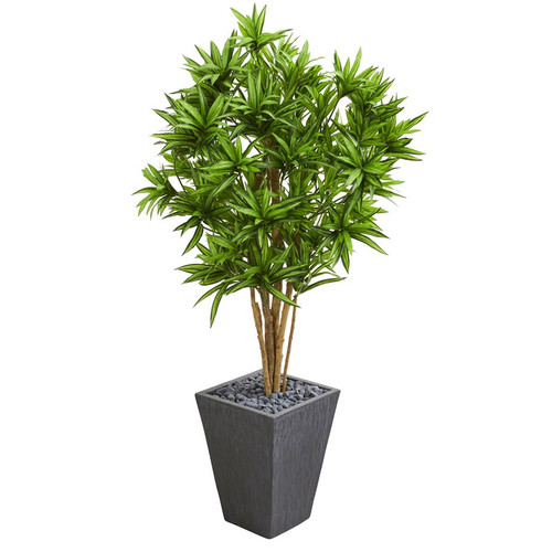 5 Dracaena Artificial Tree In Slate Finished Planter 5697 By Nearly Natural