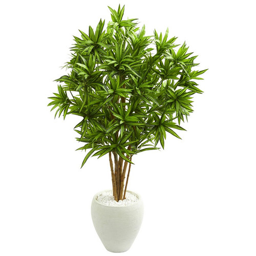 4 5 Dracaena Artificial Tree In White Planter 5698 By Nearly Natural