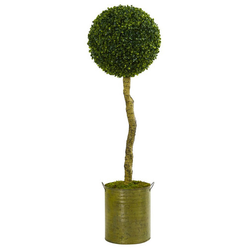 4 Boxwood Topiary Tree In Planter Uv Res Indoor Outdoor 5702 By Nearly Natural