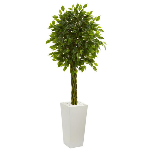 5 Braided Ficus Tree In Planter Uv Resist Indoor Outdoor 5724 By Nearly Natural
