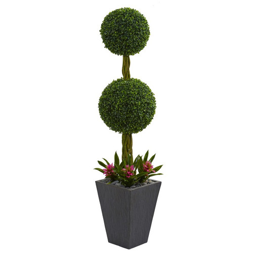 5 Double Boxwood Tree In Planter Uv Res Indoor Outdoor 5730 By Nearly Natural