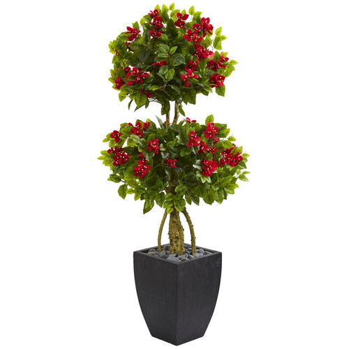 5 Double Bougainvillea Artificial Tree In Black Planter 5750 By Nearly Natural