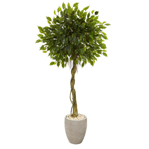 Ficus Tree In Oval Planter Uv Resistant Indoor Outdoor 5777 By Nearly Natural