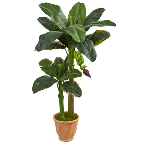 5 Double Stalk Banana Artificial Tree In Terracotta Planter 5791 By Nearly Natural