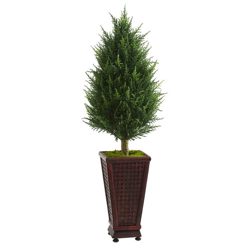 Cypress Cone Artificial Tree In Decorative Planter 5882 By Nearly Natural