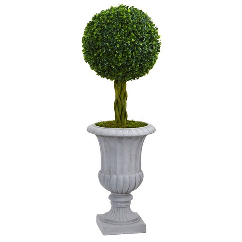 Braided Boxwood Tree In Urn Uv Resistant Indoor Outdoor 5891 By Nearly Natural