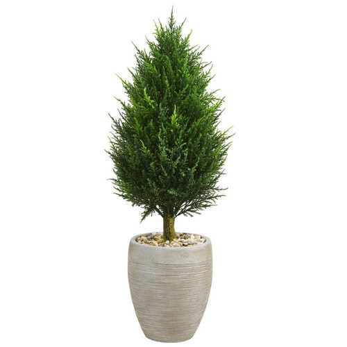 40 Cypress Cone Tree In Planter Uv Res Indoor Outdoor 5893 By Nearly Natural