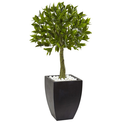 3 5 Bay Leaf Top W Black Planter Uv Rest Indoor Outdoor 5950 By Nearly Natural