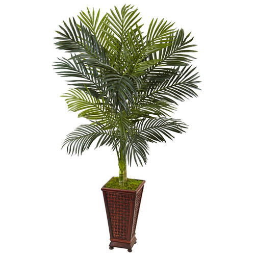 5 Golden Cane Palm Tree In Decorative Planter 5992 By Nearly Natural