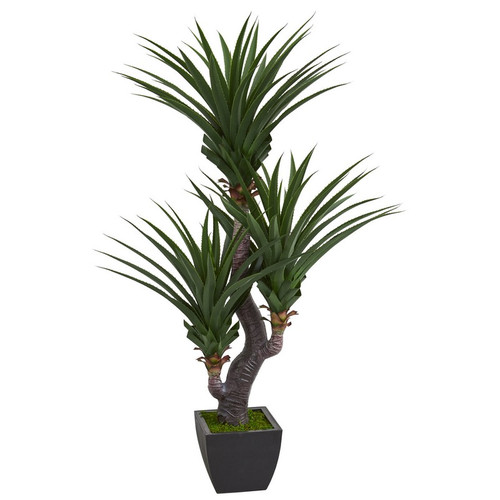 6 Dracaena Artificial Plant With Black Planter 6341 By Nearly Natural