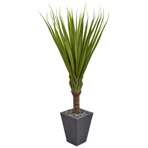 5 5 Spiky Agave Artificial Plant In Slate Planter 6433 By Nearly Natural