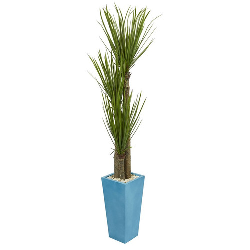6 Triple Stalk Yucca Artificial Plant In Turquoise Planter 6440 By Nearly Natural