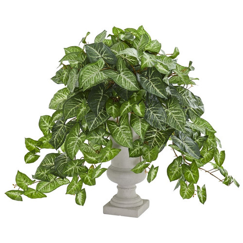 25 Nephtytis Artificial Plant In Gray Urn 6459 By Nearly Natural