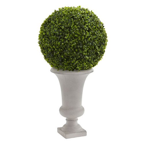 28 Boxwood Ball Topiary Plant In Urn Indoor Outdoor 6461 By Nearly Natural