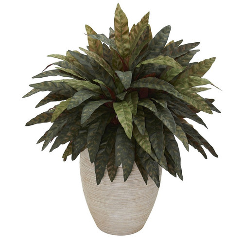 30 Peacock Artificial Plant In Sand Colored Oval Planter 6494 By Nearly Natural