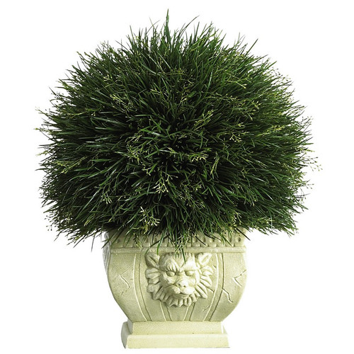 18 5 Potted Grass W White Vase Indoor Outdoor 6539 By Nearly Natural