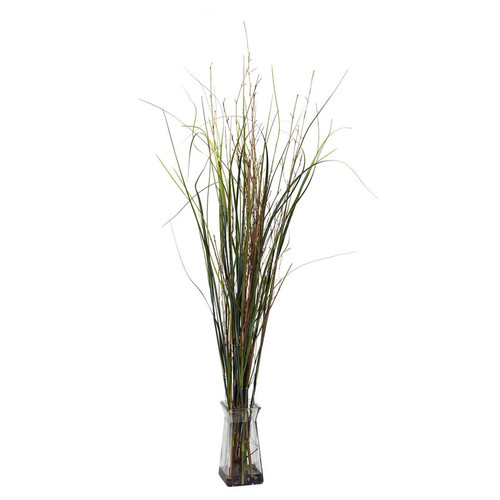 Grass Bamboo W Glass Vase Silk Plant 6690 By Nearly Natural