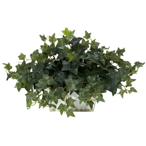 Ivy W White Wash Planter Silk Plant 6715 By Nearly Natural