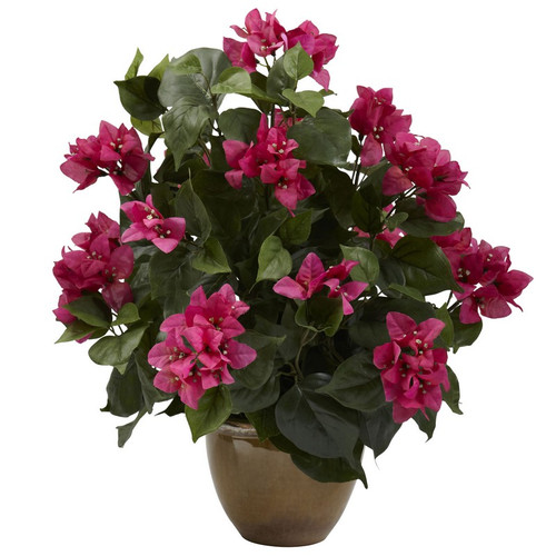 Bougainvillea W Ceramic Vase 6730 By Nearly Natural