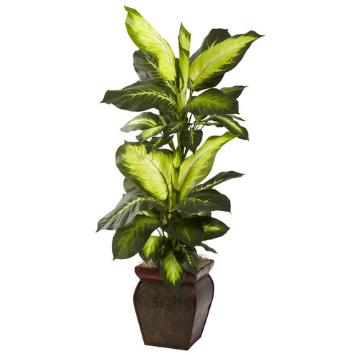 Golden Dieffenbachia W Decorative Planter 6731 By Nearly Natural