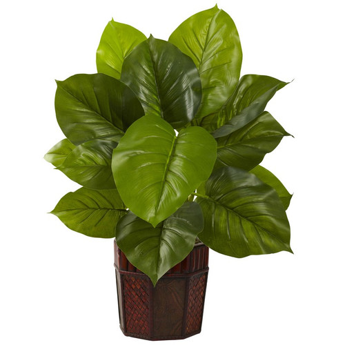 Large Leaf Philodendron W Decorative Planter Real Touch 6733 By Nearly Natural
