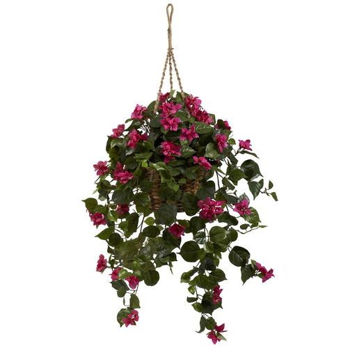 Bougainvillea Silk Hanging Basket 6734 By Nearly Natural