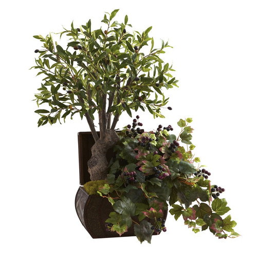 Olive Tree Grape Leaf W Chest 6771 By Nearly Natural