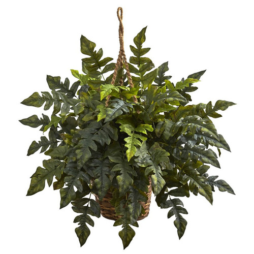 24 Holly Fern Hanging Basket 6912 By Nearly Natural