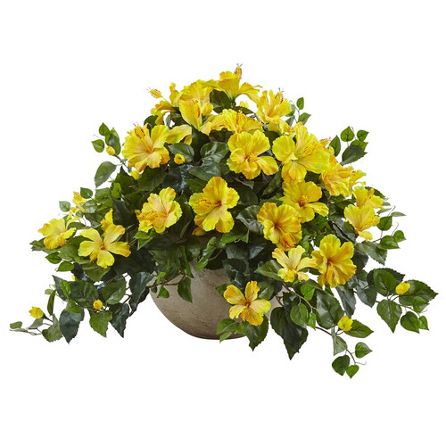 20 5 Hibiscus In Sand Colored Bowl 6943 By Nearly Natural