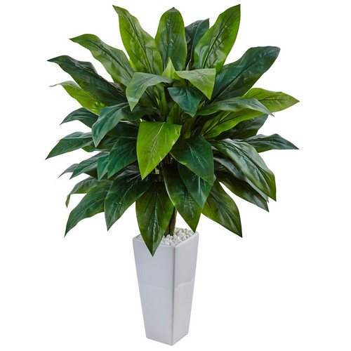 38 Cordyline In White Tower Planter 6977 By Nearly Natural