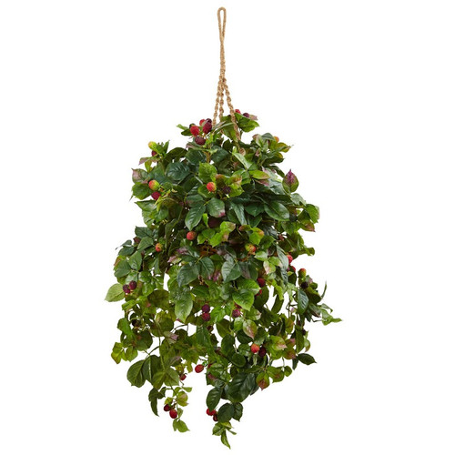 42 Raspberry Plant Hanging Basket 6996 By Nearly Natural