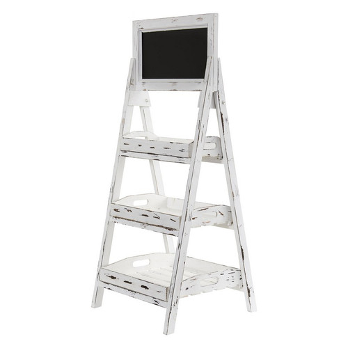 3 White Washed Farmhouse Stand With Chalkboard 7042 By Nearly Natural