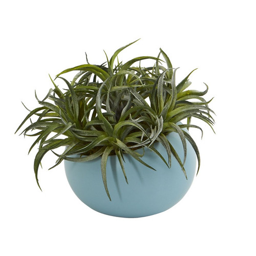 9 Succulent Artificial Plant In Blue Planter 8055 By Nearly Natural