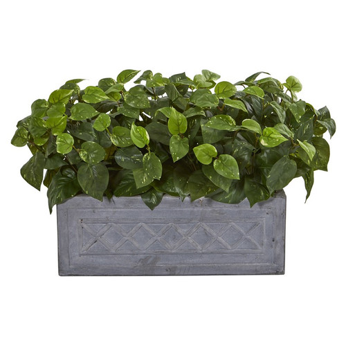 18 Pothos Artificial Plant In Stone Planter 8060 By Nearly Natural