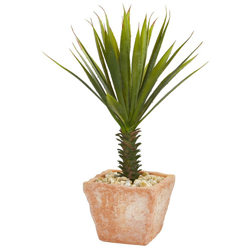 21 Spiky Agave Artificial Plant In Terracotta Planter 8077 By Nearly Natural